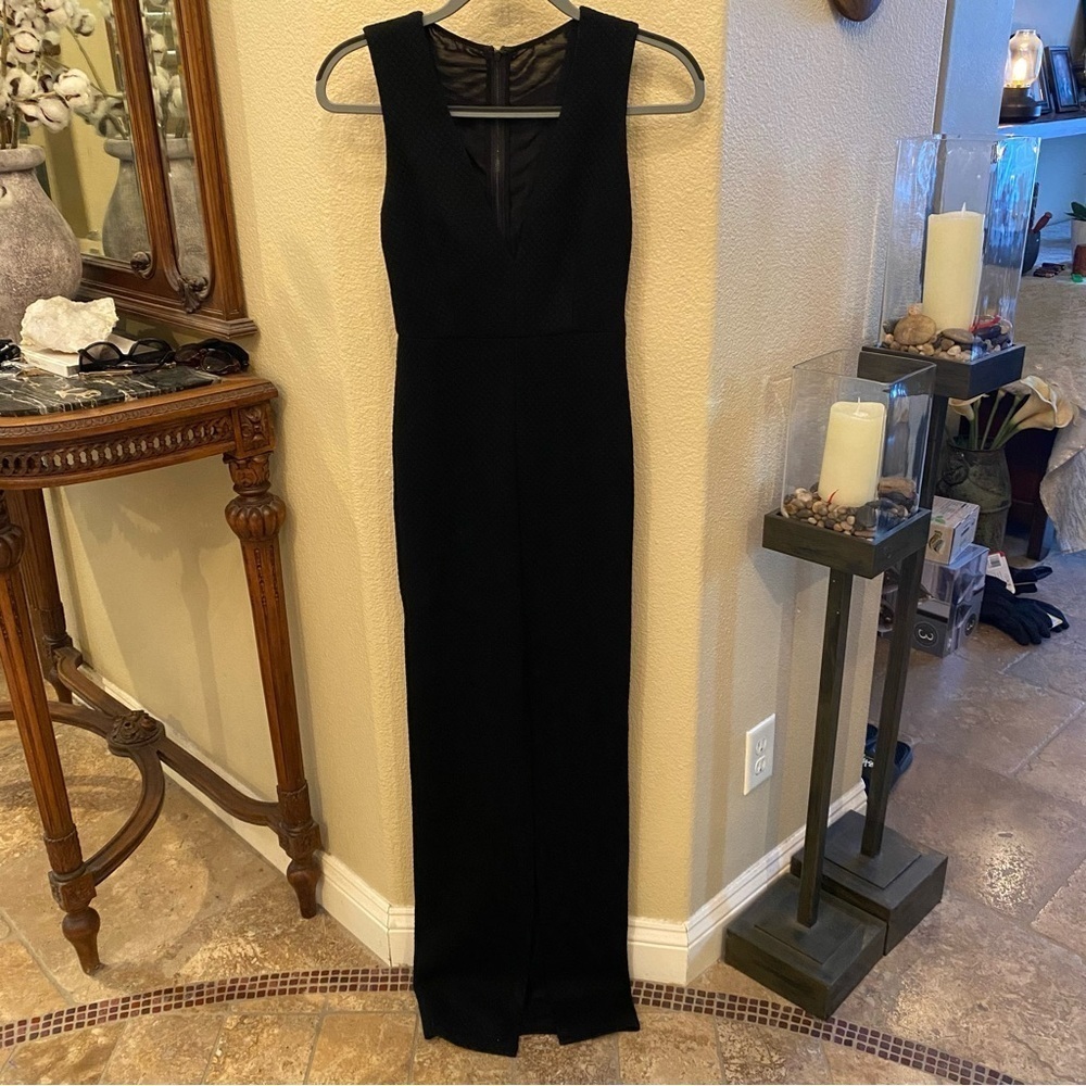 NWT~ALICE + OLIVIA by Stacey Bendet Black Plunge V-Neck Maxi Party Dress Size 0